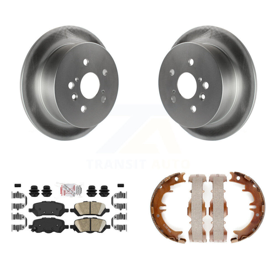 Rear Disc Coated Rotors Ceramic Pads & Parking Brake Shoes Kit For 2009-2016 Toyota Venza KGA-106905