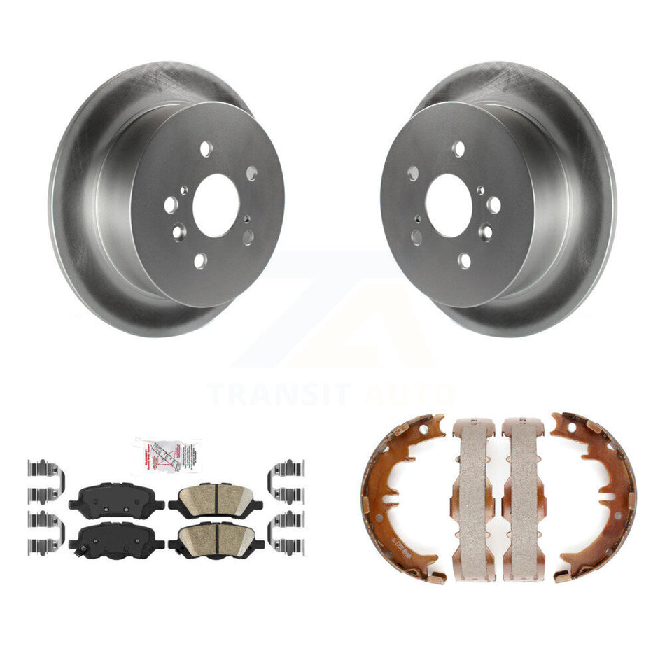 Rear Disc Coated Rotors Ceramic Pads & Parking Brake Shoes Kit For 2009-2016 Toyota Venza KGA-106906