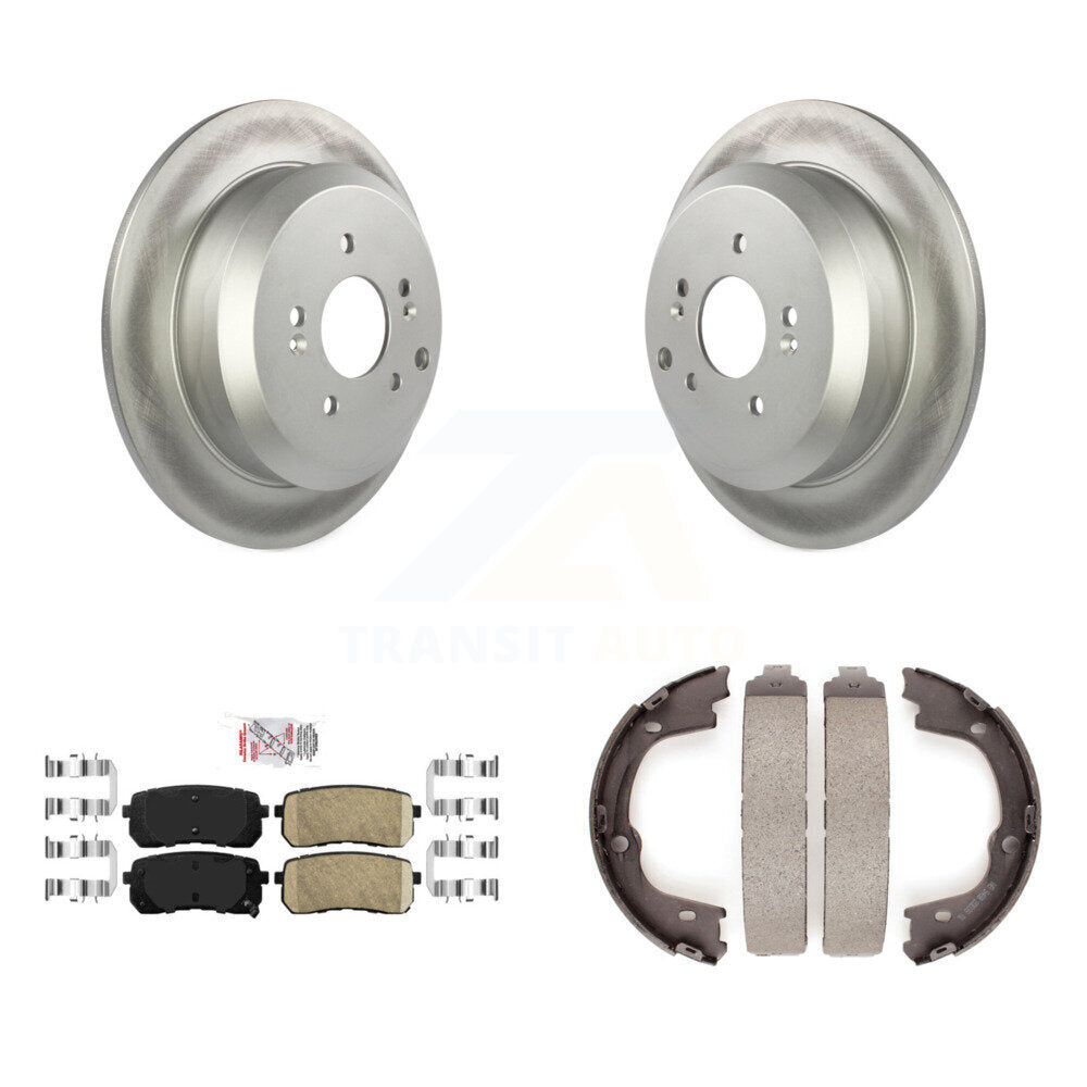 Rear Disc Coated Rotors Ceramic Pads And Parking Shoes Kit For 2007-2012 Hyundai Veracruz KGA-106910
