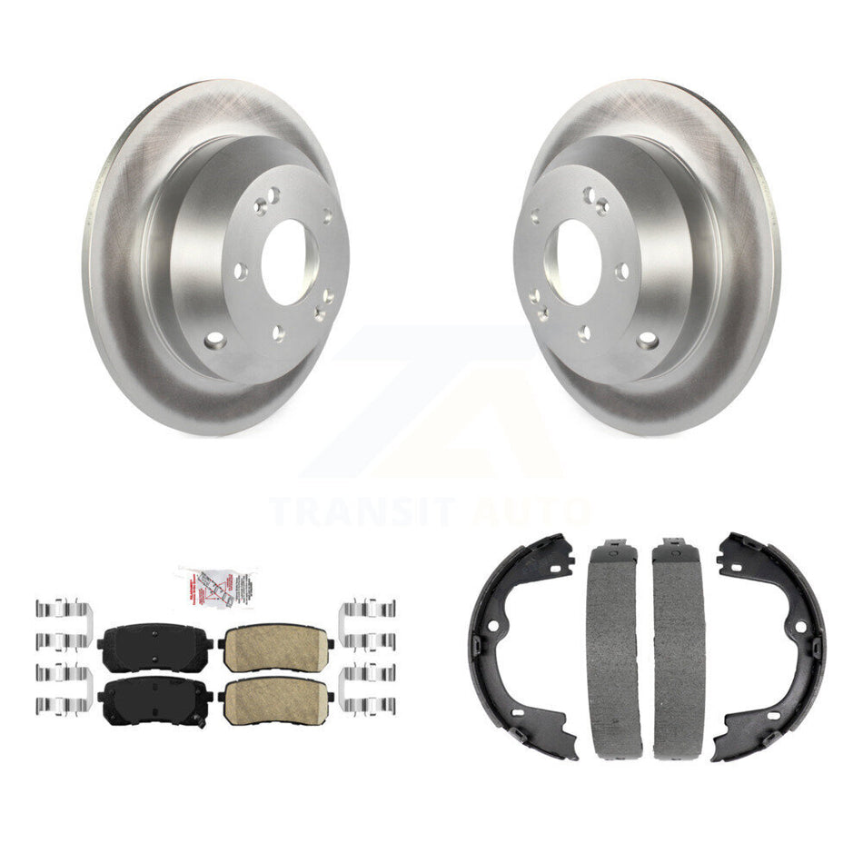 Rear Disc Coated Rotors Ceramic Pads And Parking Brake Shoes Kit For Kia Sedona KGA-106911