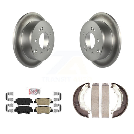 Rear Disc Coated Rotors Ceramic Pads And Parking Brake Shoes Kit For 2010-2013 Kia Soul KGA-106913