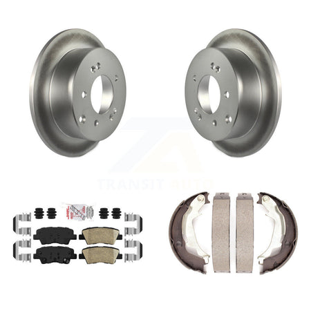 Rear Disc Coated Rotors Ceramic Pads And Parking Brake Shoes Kit For 2010-2013 Kia Soul KGA-106914