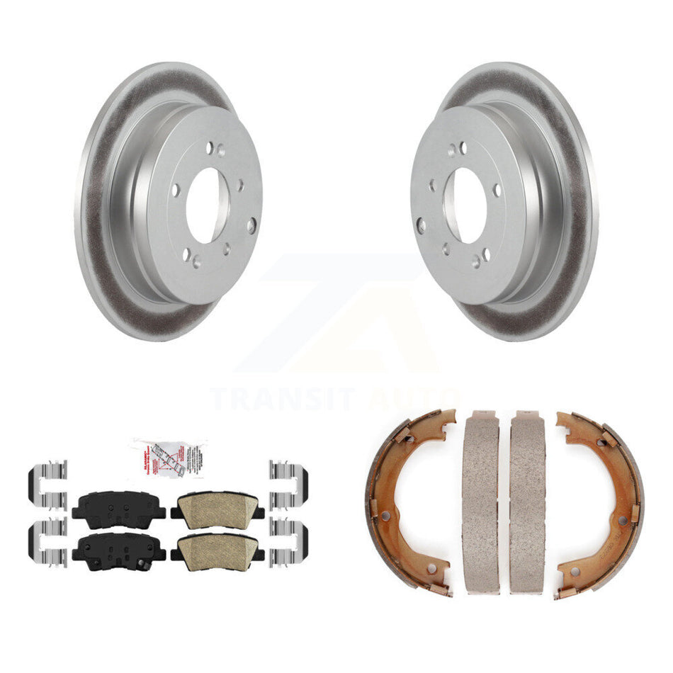 Rear Disc Coated Rotors Ceramic Pads And Parking Brake Shoes Kit For 2007-2009 Kia Amanti KGA-106915