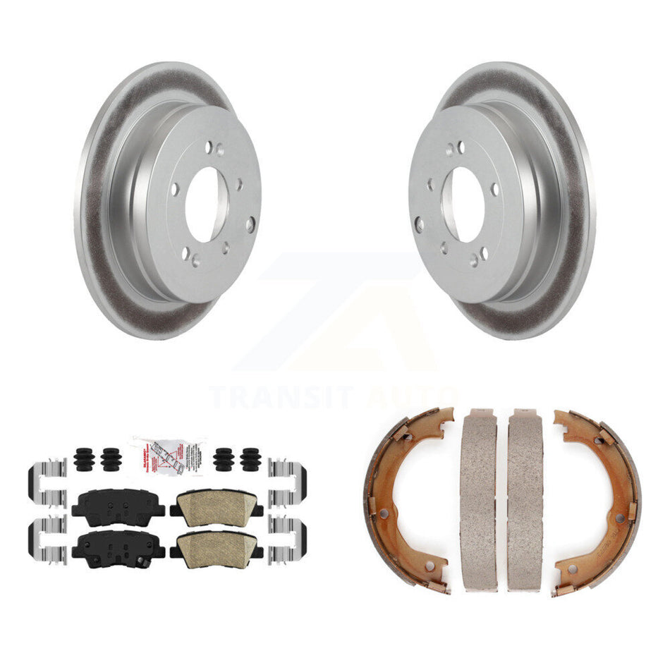 Rear Disc Coated Rotors Ceramic Pads And Parking Brake Shoes Kit For 2007-2009 Kia Amanti KGA-106916
