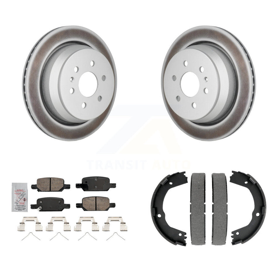 Rear Disc Coated Rotors Ceramic Pads Parking Shoes Kit For Chevrolet Colorado GMC Canyon KGA-106923