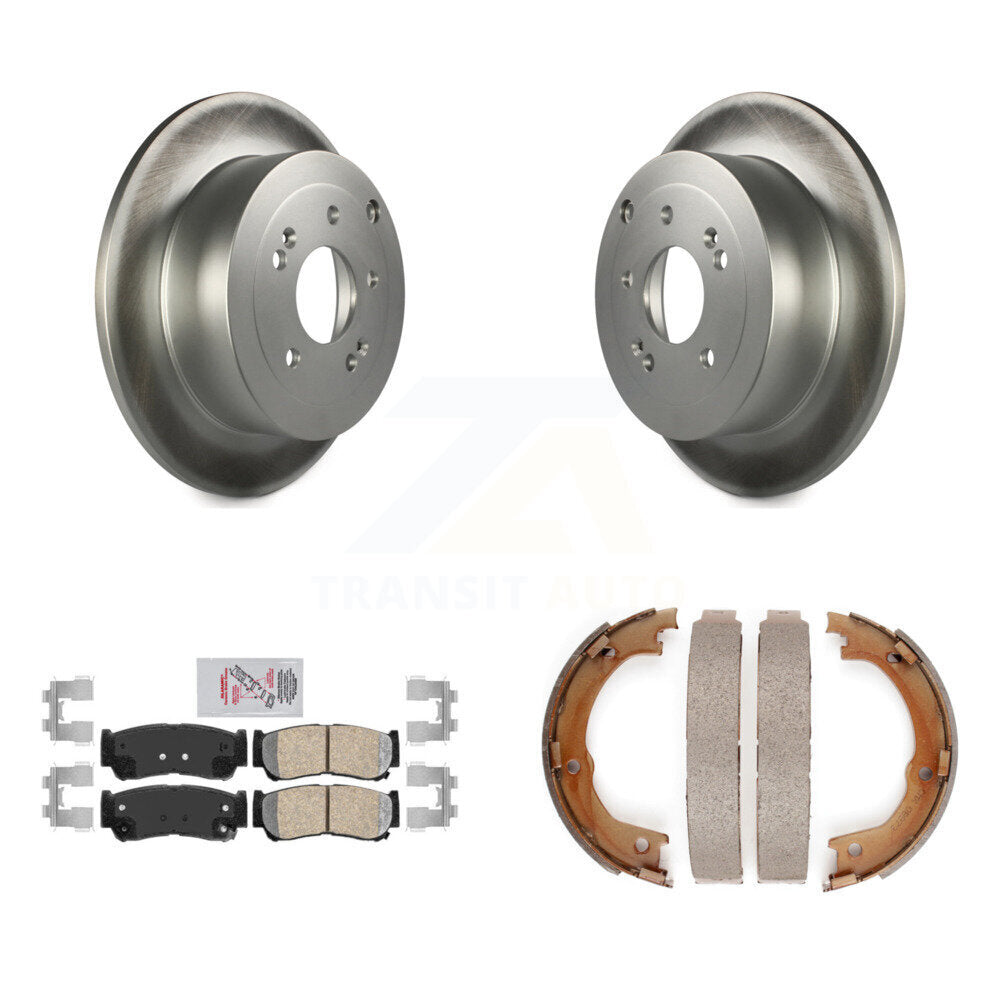 Rear Disc Coated Rotors Ceramic Pads And Parking Shoes Kit For 2007-2009 Hyundai Santa Fe KGA-106925