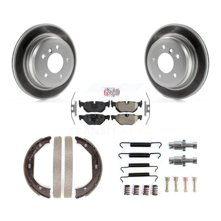 Rear Disc Coated Rotors Semi-Metallic Pads Parking Shoes Hardware Kit For BMW 328i xDrive KGA-106933