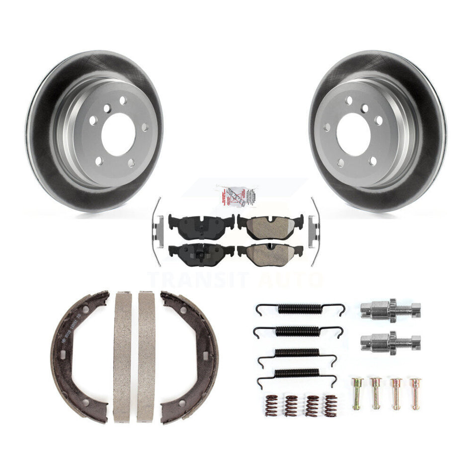 Rear Disc Coated Rotors Semi-Metallic Pads Parking Shoes Hardware Kit For BMW 328i xDrive KGA-106933