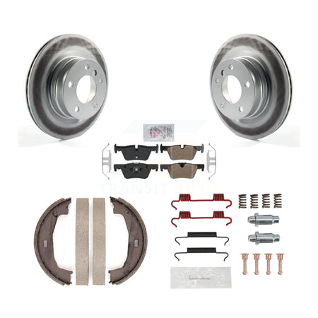 Rear Disc Coated Rotors Semi-Metallic Pads Parking Shoes Hardware Kit For BMW 230i xDrive KGA-106939