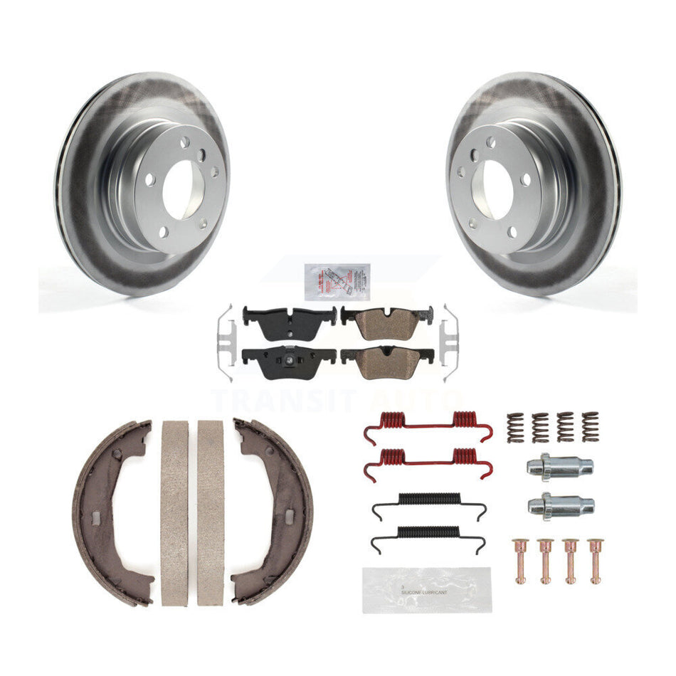 Rear Disc Coated Rotors Semi-Metallic Pads Parking Shoes Hardware Kit For BMW 230i xDrive KGA-106939
