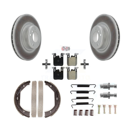 Rear Disc Coated Rotors Semi-Metallic Pads Parking Brake Shoes Hardware Kit For BMW 428i KGA-106940