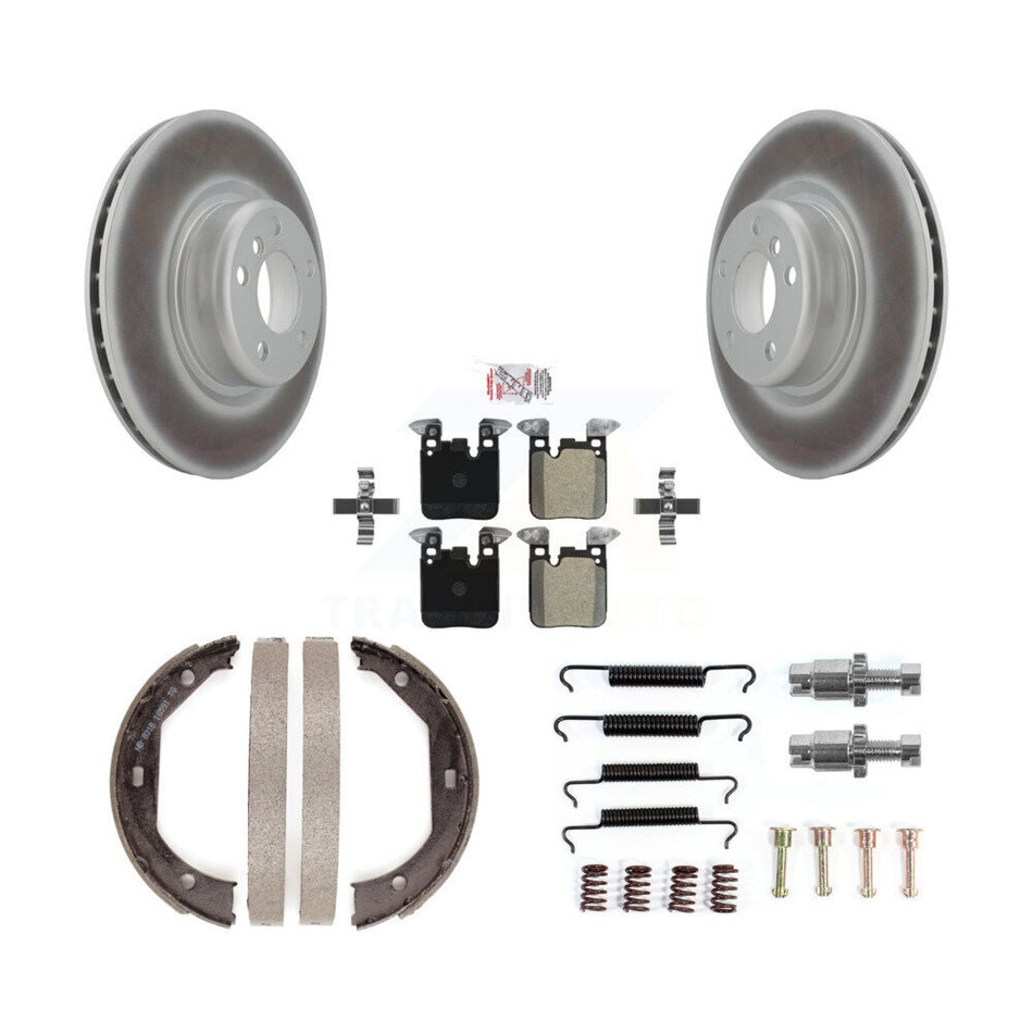 Rear Disc Coated Rotors Semi-Metallic Pads Parking Brake Shoes Hardware Kit For BMW 428i KGA-106940