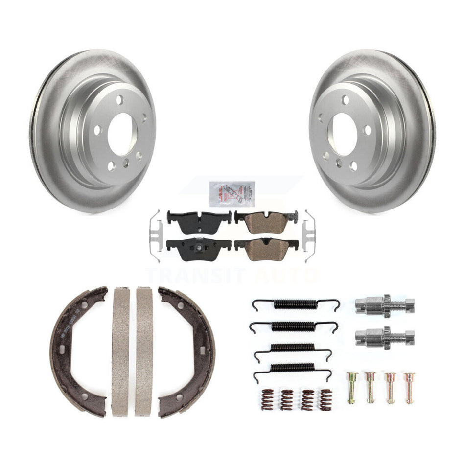 Rear Disc Coated Rotors Semi-Metallic Pads Parking Shoes Hardware Kit For BMW 328i xDrive KGA-106942