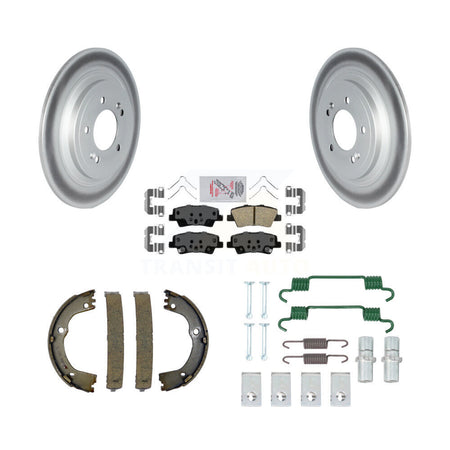 Rear Disc Coated Rotors Ceramic Pads Parking Brake Shoes & Hardware Kit For Kia Sportage KGA-106947