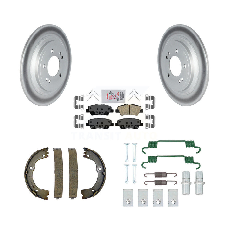 Rear Disc Coated Rotors Ceramic Pads Parking Brake Shoes & Hardware Kit For Kia Sportage KGA-106947