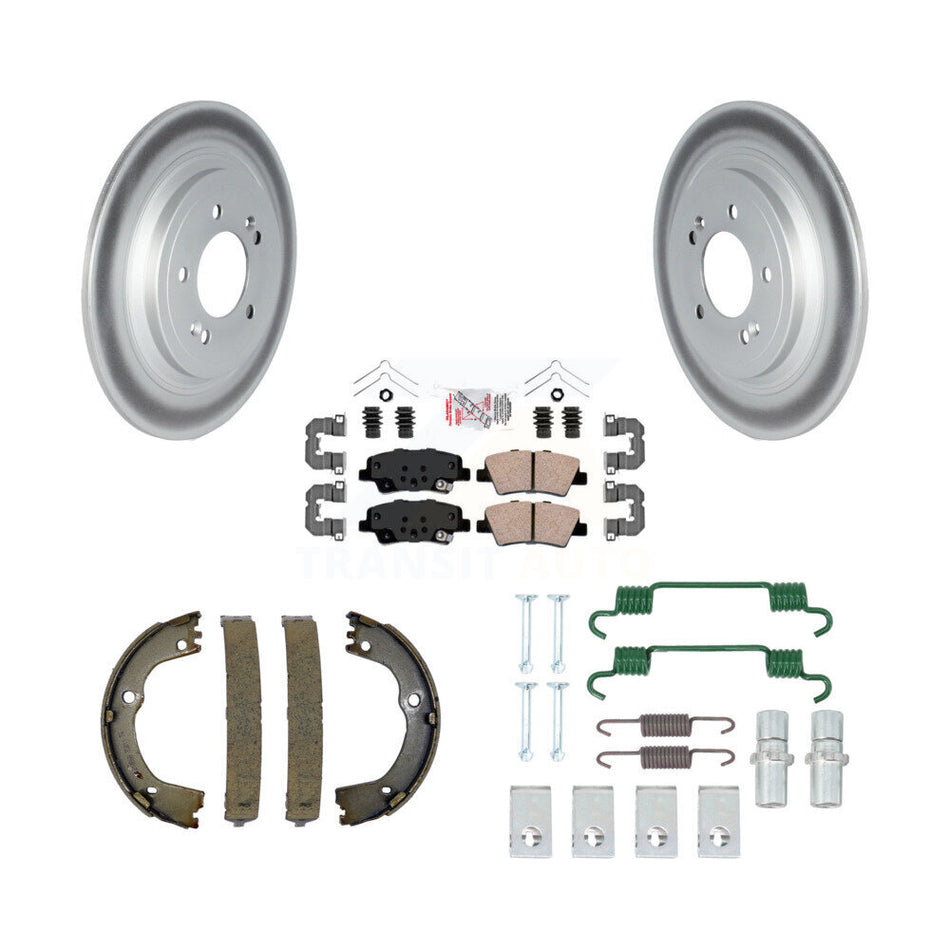 Rear Disc Coated Rotors Ceramic Pads Parking Brake Shoes & Hardware Kit For Kia Sportage KGA-106948
