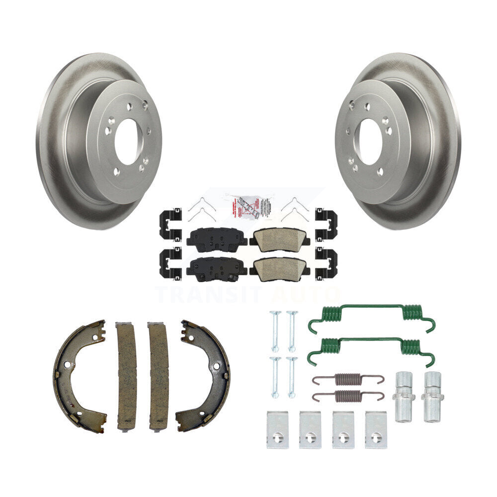 Rear Disc Coated Rotors Ceramic Pads Parking Shoes & Hardware Kit For Hyundai Tucson Kia KGA-106949
