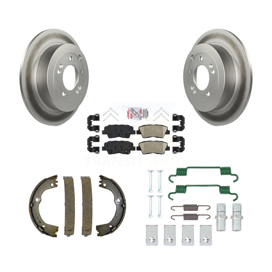 Rear Disc Coated Rotors Ceramic Pads Parking Shoes & Hardware Kit For Hyundai Tucson Kia KGA-106949
