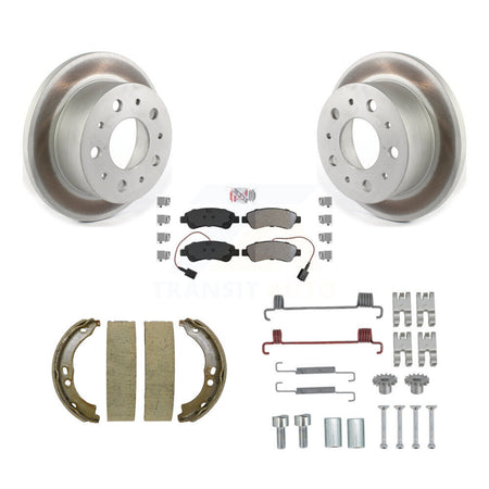 Rear Disc Coated Rotors Semi-Metallic Pads Parking Shoes & Hardware Kit For Ram ProMaster KGA-106952