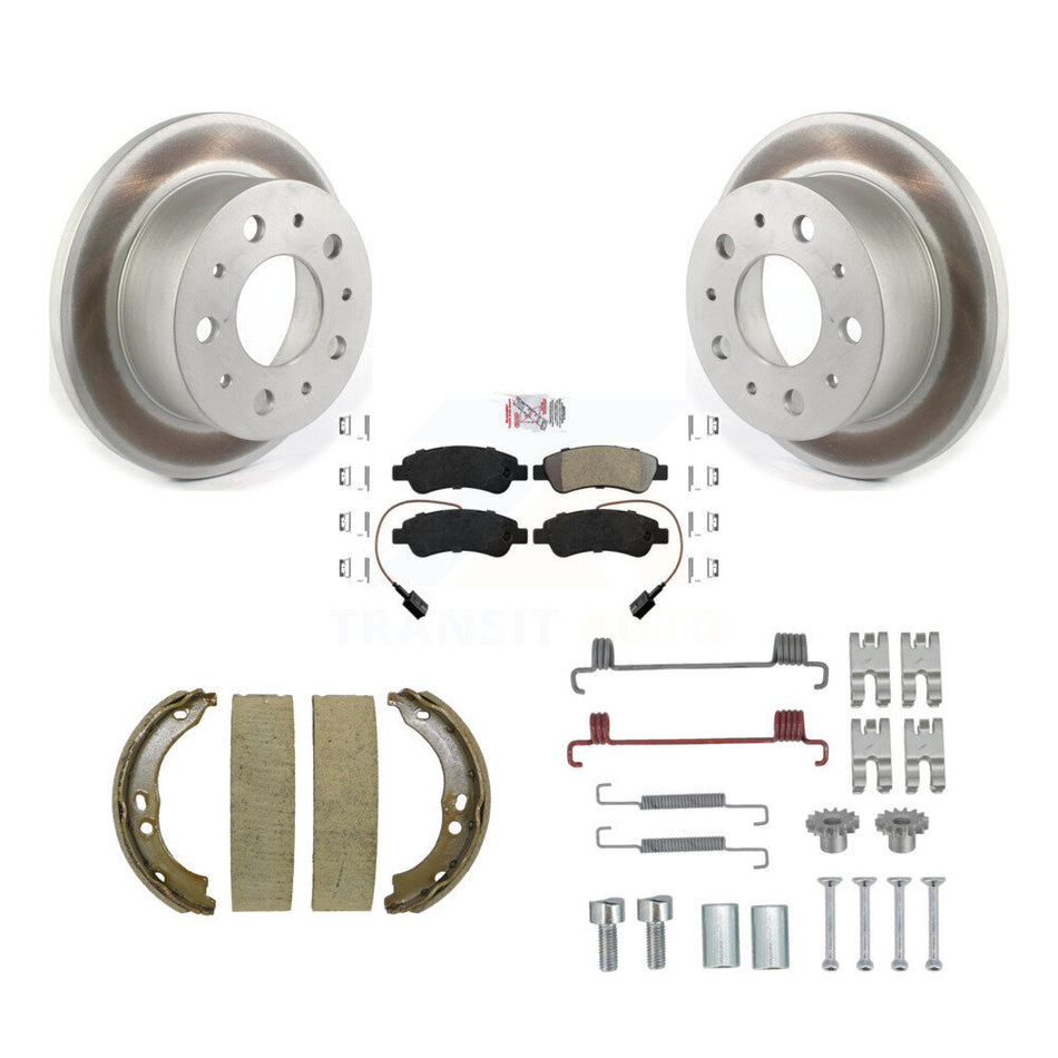 Rear Disc Coated Rotors Semi-Metallic Pads Parking Shoes & Hardware Kit For Ram ProMaster KGA-106953