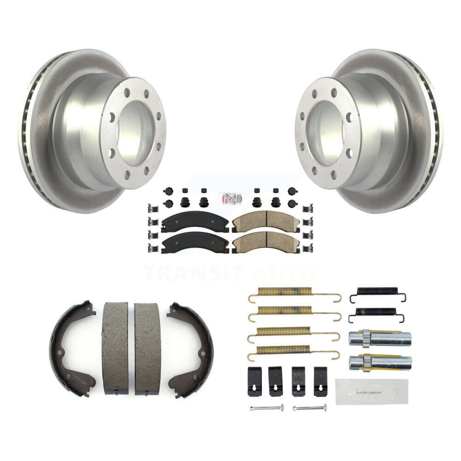 Rear Disc Coated Rotors Ceramic Pads Parking Shoes Hardware Kit For Chevrolet Express GMC KGA-106957