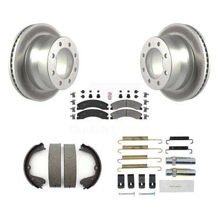 Rear Disc Coated Rotors Semi-Metallic Pads Parking Shoes Hardware Kit For Chevrolet 3500 KGA-106958