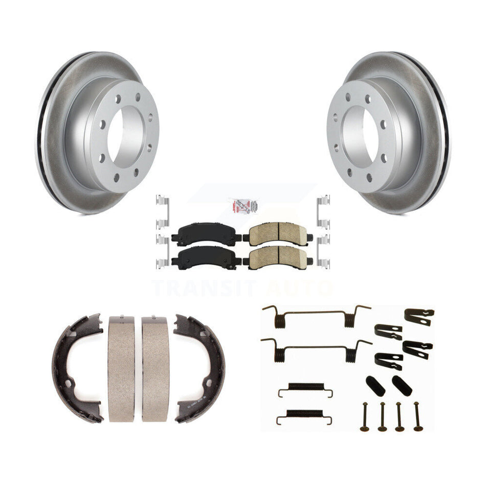 Rear Disc Coated Rotors Ceramic Pads Parking Shoes Hardware Kit For Chevrolet GMC Savana KGA-106961