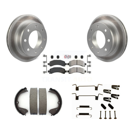 Rear Disc Coated Rotors Semi-Metallic Pads Parking Shoes Hardware Kit For GMC Savana 3500 KGA-106967