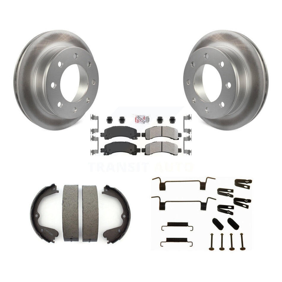 Rear Disc Coated Rotors Semi-Metallic Pads Parking Shoes Hardware Kit For GMC Savana 3500 KGA-106967