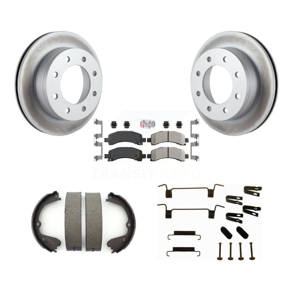 Rear Disc Coated Rotors Semi-Metallic Pads Parking Shoes Hardware Kit For GMC Savana 3500 KGA-106971