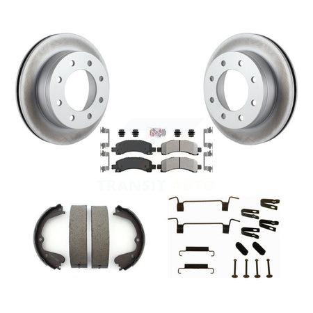 Rear Disc Coated Rotors Semi-Metallic Pads Parking Shoes Hardware Kit For GMC Savana 3500 KGA-106971