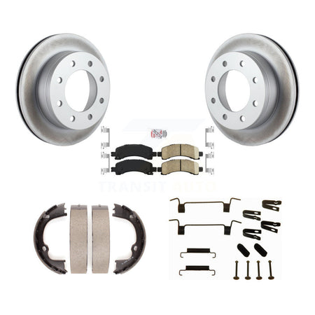 Rear Disc Coated Rotors Ceramic Pads Parking Shoes Hardware Kit For Chevrolet Express GMC KGA-106972