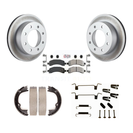 Rear Disc Coated Rotors Semi-Metallic Pads Parking Shoes Hardware Kit For Chevrolet 2500 KGA-106973