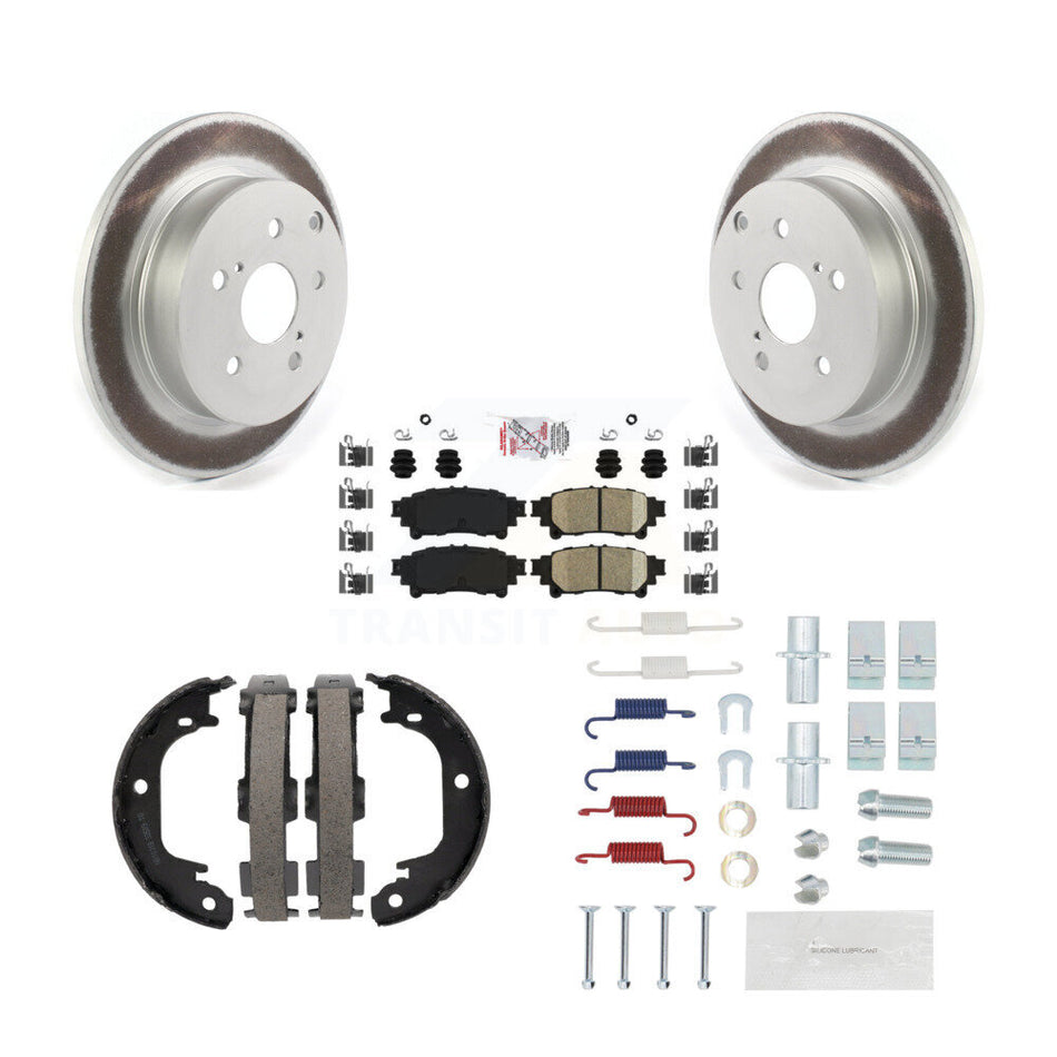 Rear Disc Coated Rotors Ceramic Pads Parking Shoes Hardware Kit For Toyota Prius V Mirai KGA-106974