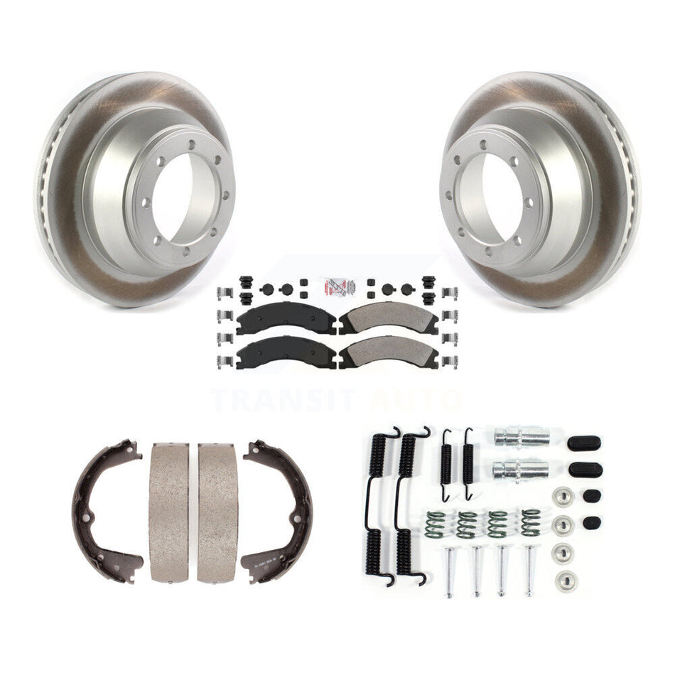 Rear Disc Coated Rotors Semi-Metallic Pads Parking Brake Shoes And Hardware Kit For KGA-106983