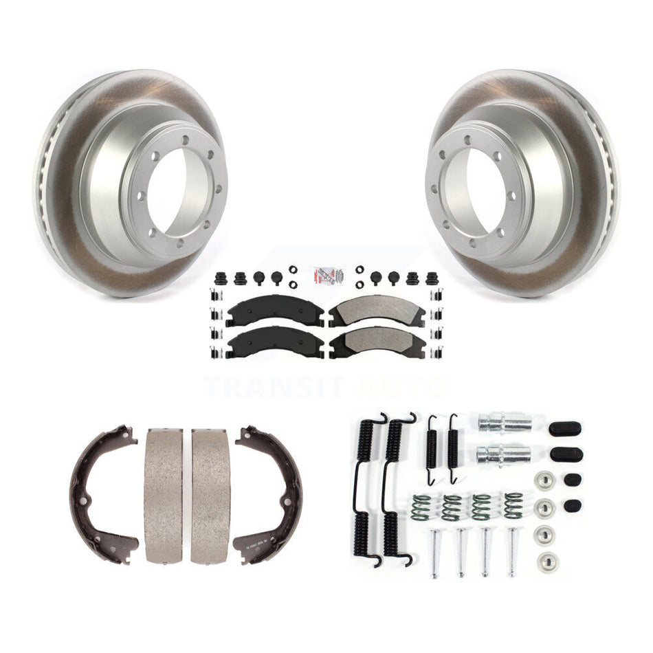 Rear Disc Coated Rotors Semi-Metallic Pads Parking Brake Shoes And Hardware Kit For KGA-106984