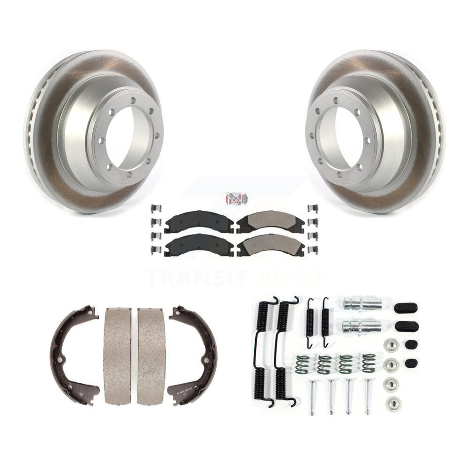 Rear Disc Coated Rotors Semi-Metallic Pads Parking Brake Shoes And Hardware Kit For KGA-106985