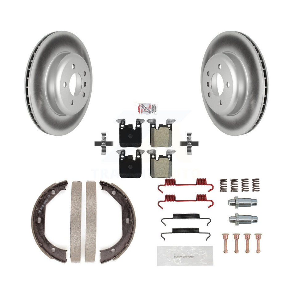 Rear Disc Coated Rotors Semi-Metallic Pads Parking Shoes Hardware Kit For BMW 428i xDrive KGA-106988