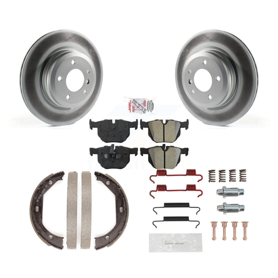 Rear Disc Coated Rotors Semi-Metallic Pads Parking Brake Shoes & Hardware Kit For BMW X1 KGA-106991