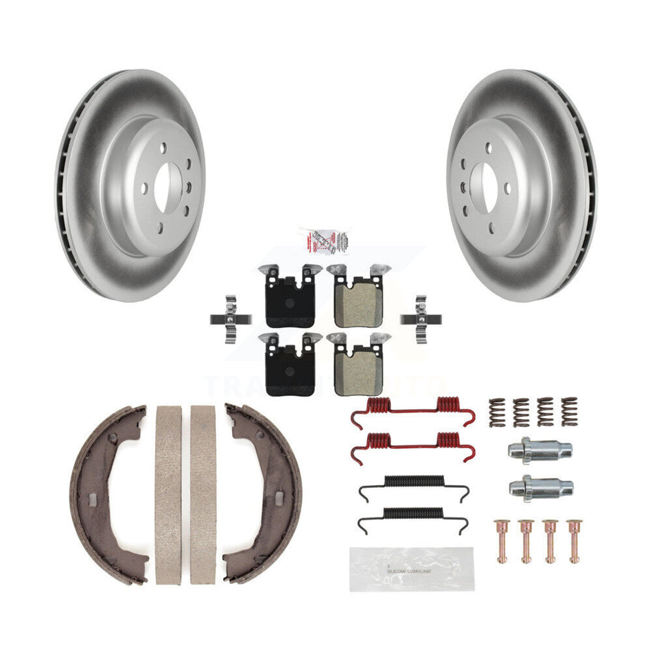 Rear Disc Coated Rotors Semi-Metallic Pads Parking Shoes Hardware Kit For BMW 428i xDrive KGA-106995