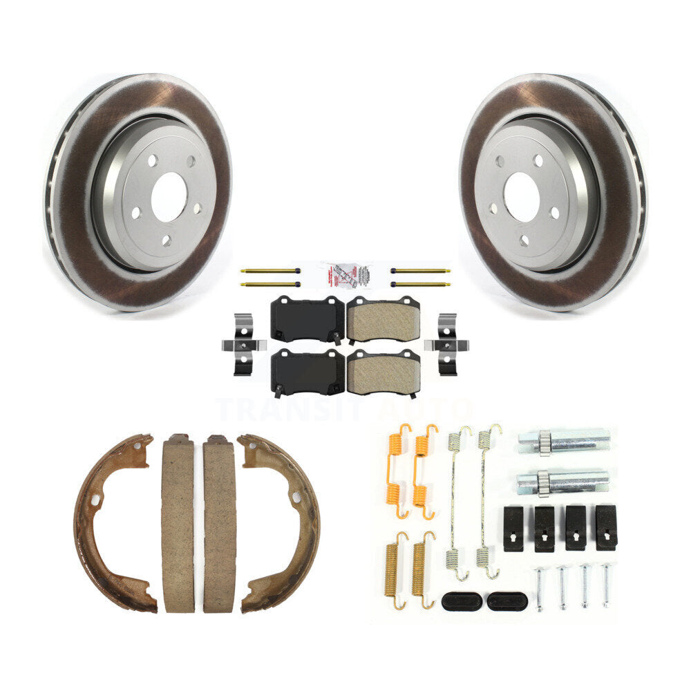 Rear Disc Coated Rotors Semi-Metallic Pads Parking Shoes And Hardware Kit For Jeep Grand KGA-106999