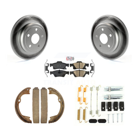 Rear Disc Coated Rotors Ceramic Pads Parking Shoes & Hardware Kit For Dodge Durango Jeep KGA-107001