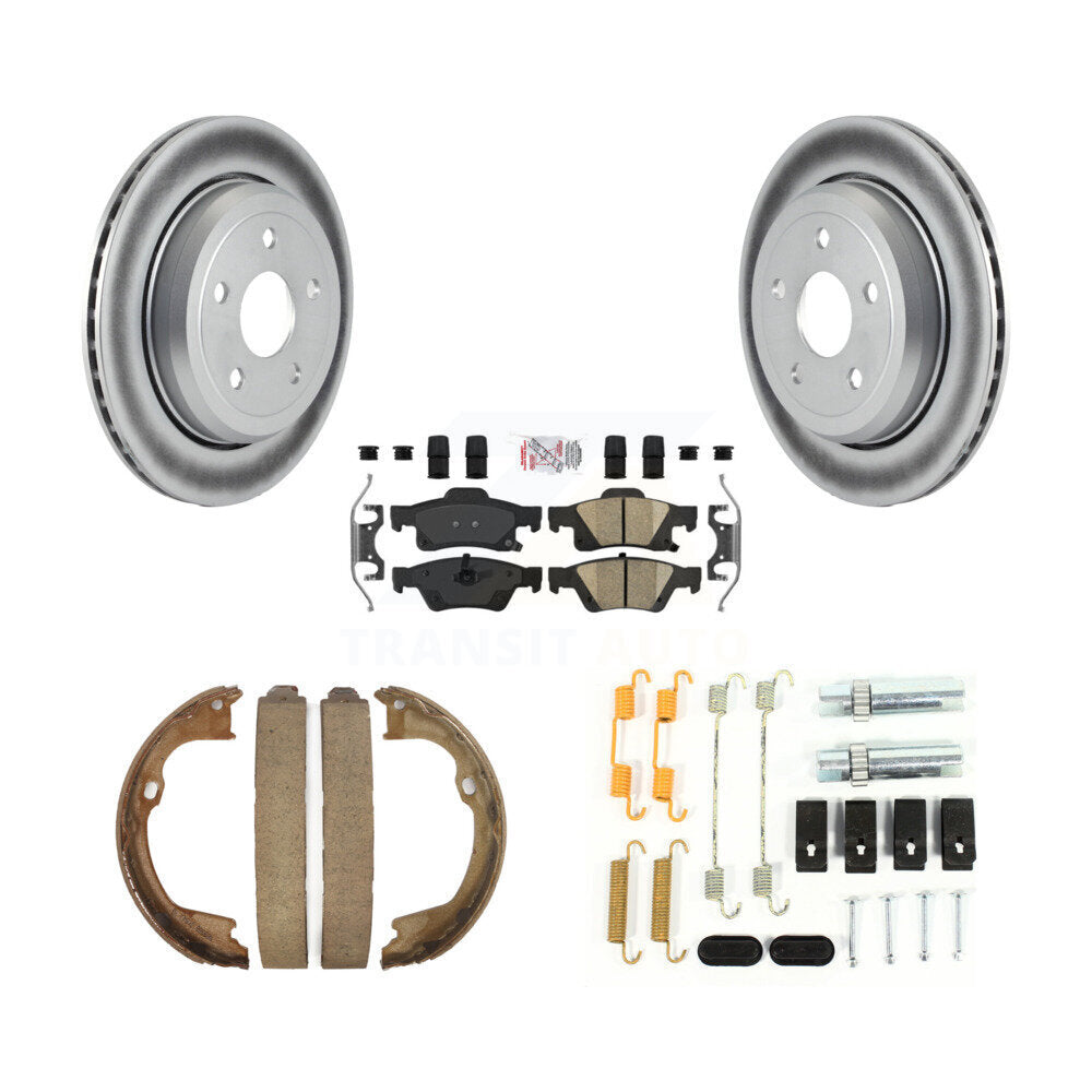 Rear Disc Coated Rotors Ceramic Pads Parking Shoes & Hardware Kit For Jeep Grand Cherokee KGA-107004