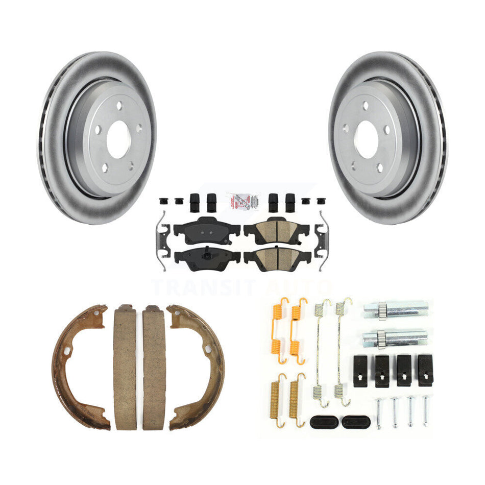 Rear Disc Coated Rotors Ceramic Pads Parking Shoes & Hardware Kit For Jeep Grand Cherokee KGA-107004
