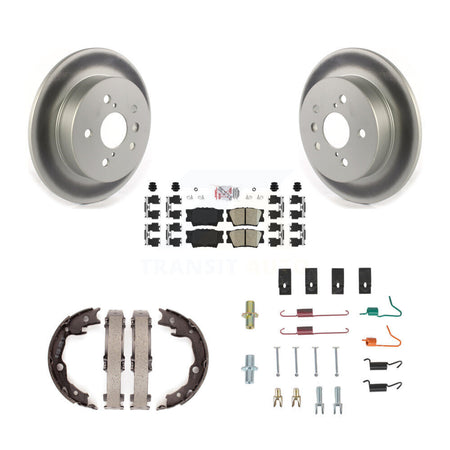Rear Disc Coated Rotors Ceramic Pads Parking Brake Shoes & Hardware Kit For Toyota Camry KGA-107008