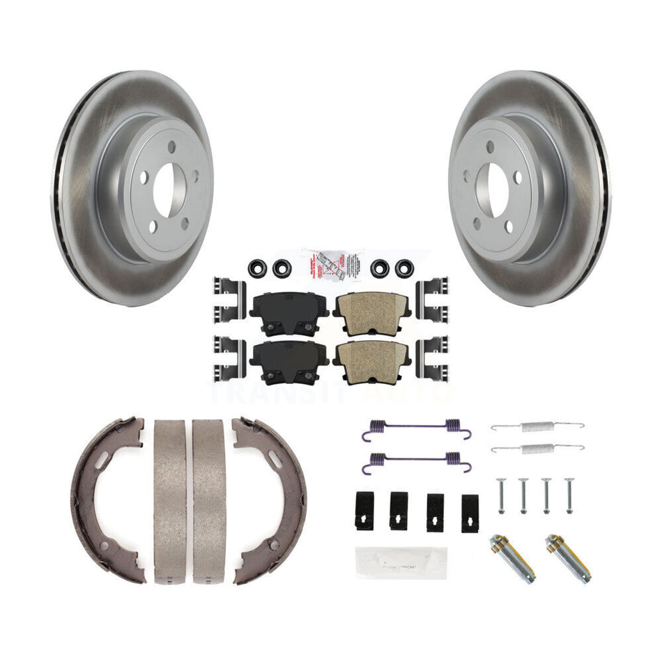 Rear Disc Coated Rotors Ceramic Pads Parking Shoes & Hardware Kit For Dodge Chrysler 300 KGA-107016