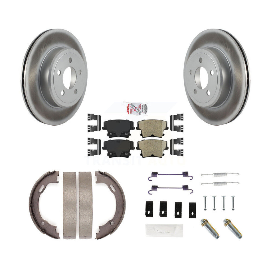 Rear Disc Coated Rotors Ceramic Pads Parking Shoes & Hardware Kit For Dodge Chrysler 300 KGA-107017