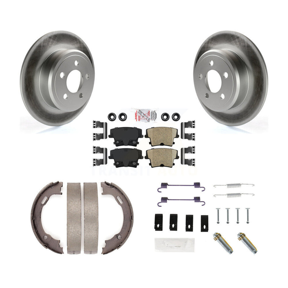 Rear Disc Coated Rotors Ceramic Pads Parking Shoes & Hardware Kit For Dodge Chrysler 300 KGA-107018