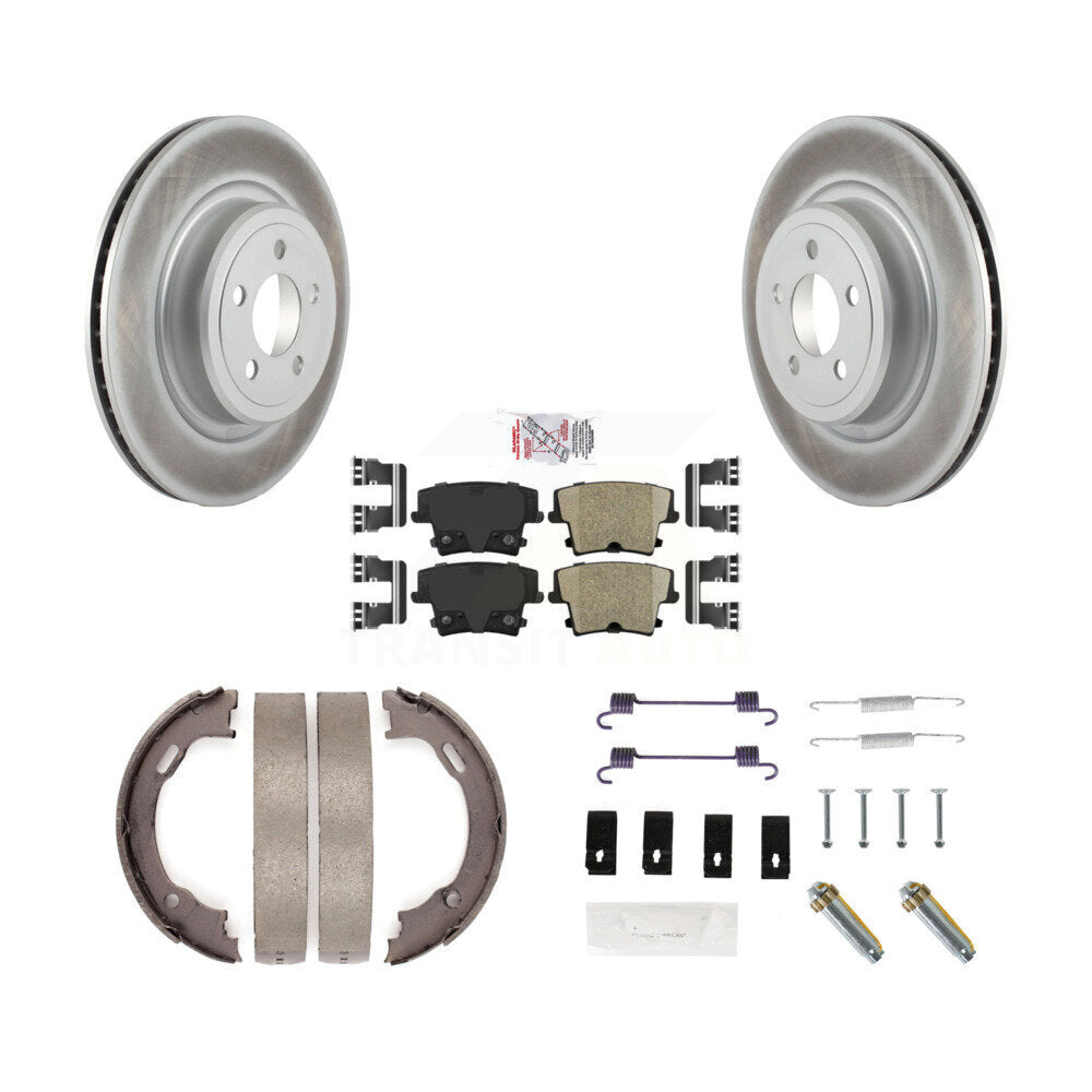 Rear Disc Coated Rotors Ceramic Pads Parking Shoes Hardware Kit For Dodge Charger Magnum KGA-107022