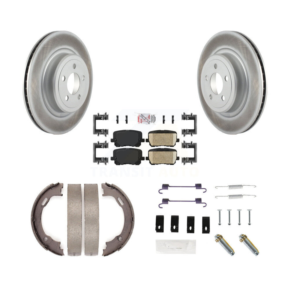 Rear Disc Coated Rotors Ceramic Pads Parking Brake Shoes & Hardware Kit For Dodge Charger KGA-107024